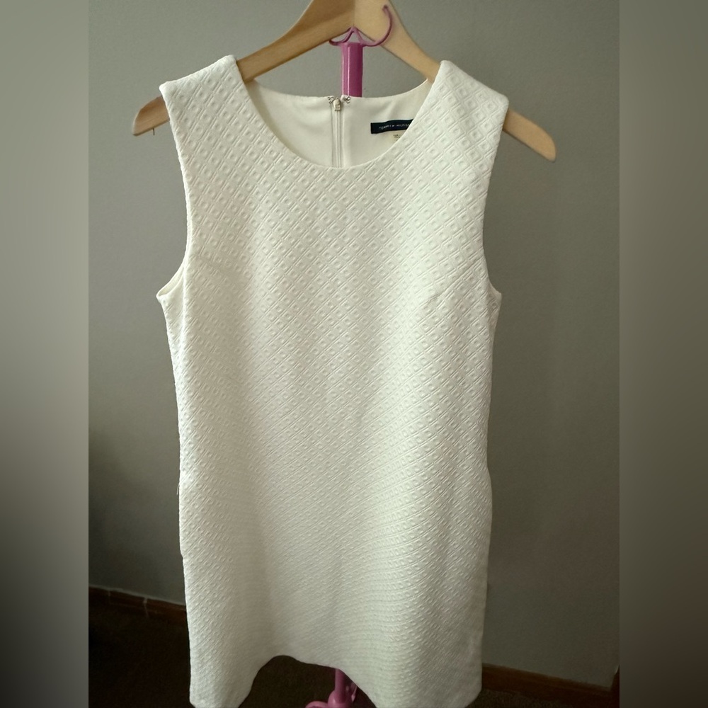 Tommy Hilfiger White Sheath Mini Dress Crew Neck